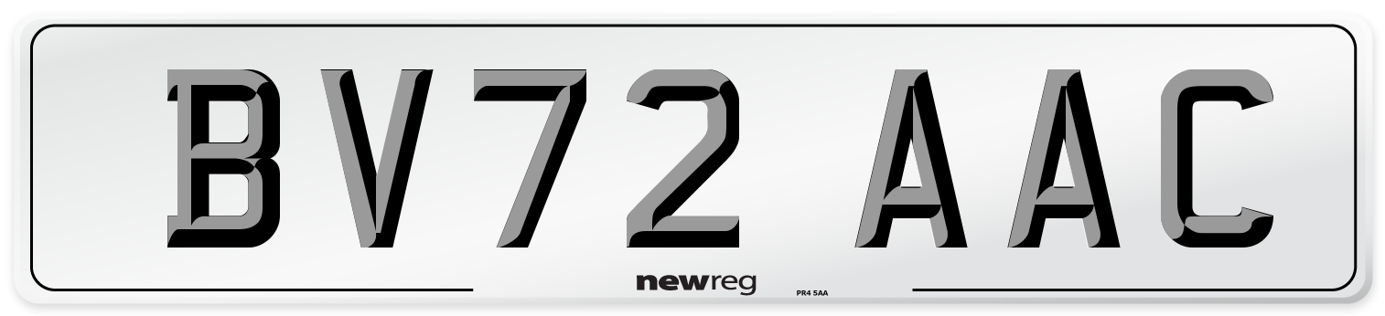 BV72 AAC Number Plate from New Reg
